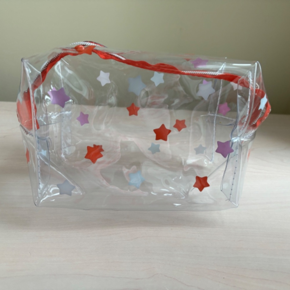Patriotic Bag! New First Aid Beauty Clear  Star Design Cosmetic Case